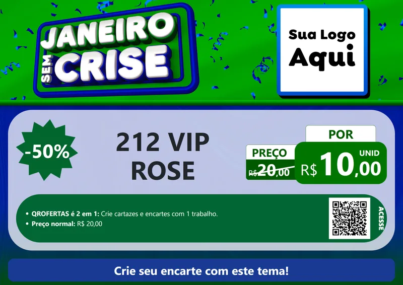 Modelo de Cartaz para Cartaz A4 Horizontal com o tema Janeiro Sem Crise para Perfumes