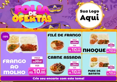Modelo de Encarte para Encarte A4 Horizontal com o tema Folia de Ofertas para Restaurante