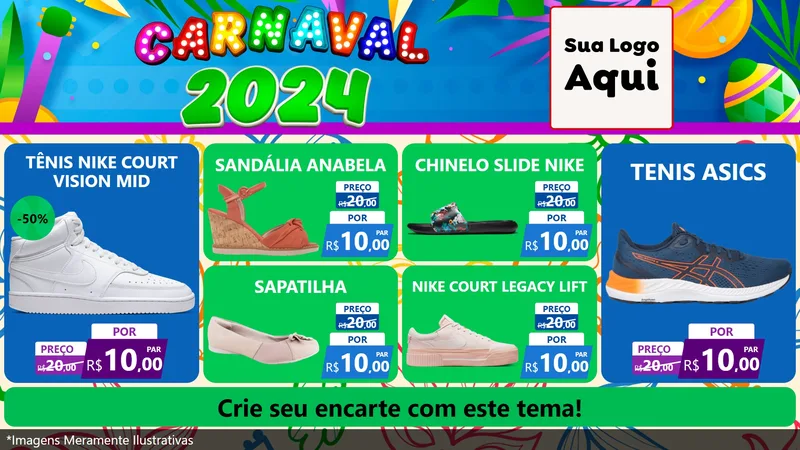 Modelo de TV para TV Horizontal com o tema Carnaval 2027 para Calçados