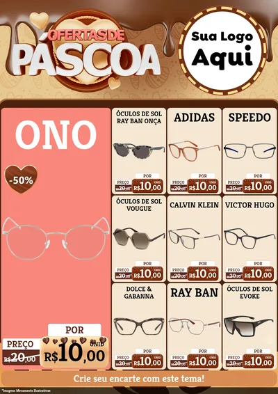 Modelo de Encarte para Encarte A4 Vertical com o tema Ofertas de Páscoa para Óticas
