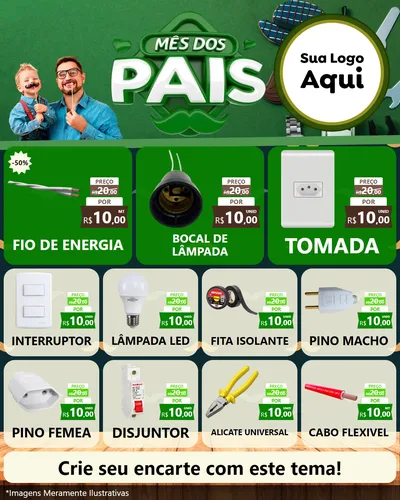 Modelo de Rede Social para Feed Instagram com o tema Mês dos Pais para Materiais Elétricos