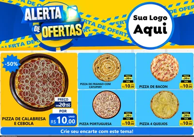 Modelo de Encarte para Encarte A4 Horizontal com o tema Alerta de Ofertas para Pizzaria