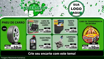 Modelo de TV para TV Horizontal com o tema Promoção de Aniversário - 5 Anos para Auto peças