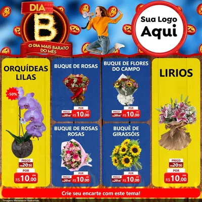 Modelo de Rede Social para Feed Facebook com o tema Dia B - O Dia Mais Barato Do Mês para Floricultura e jardim