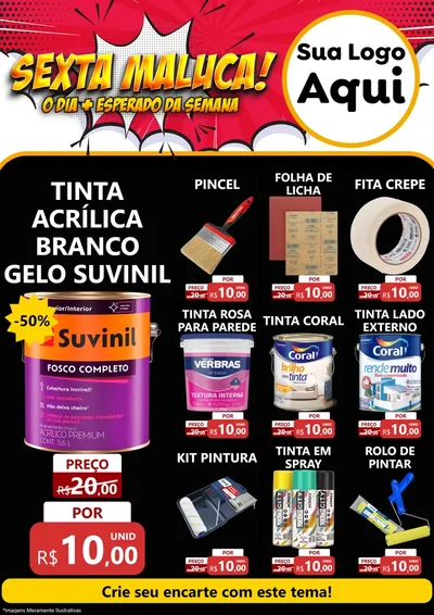 Modelo de Encarte para Encarte A4 Vertical com o tema Sexta Maluca! para Tintas e Ferramentas