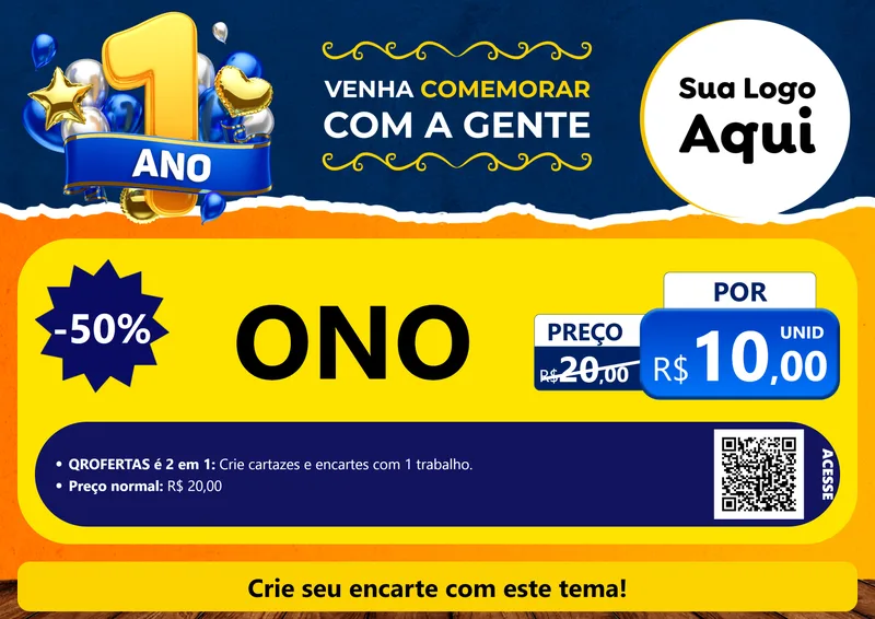 Modelo de Cartaz para Cartaz A4 Horizontal com o tema Um Ano de Aniversário para Óticas