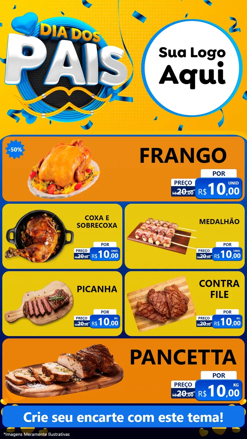 Modelo de TV para TV Vertical com o tema Dia dos Pais para Assados