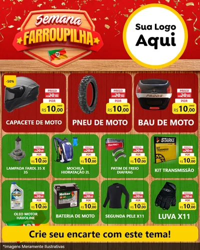 Modelo de Rede Social para Feed Instagram com o tema Semana Farroupilha para Moto peças
