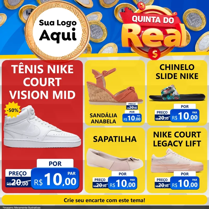 Modelo de Rede Social para Feed Facebook com o tema Quinta do Real para Calçados