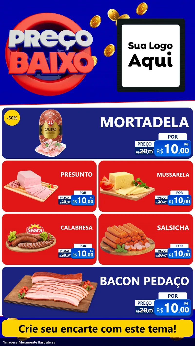 Modelo de TV para TV Vertical com o tema Preço Baixo para Frios e Laticínios