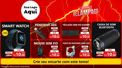 Modelo de TV para TV Horizontal com o tema Ofertas Relâmpago para Informática