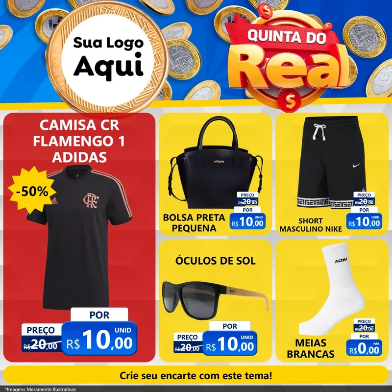 Modelo de Rede Social para Feed Facebook com o tema Quinta do Real para Roupas e acessórios