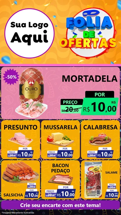 Modelo de Rede Social para Stories com o tema Folia de Ofertas para Frios e Laticínios