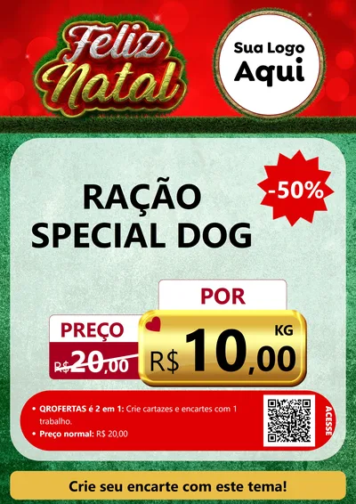 Modelo de Cartaz para Cartaz A4 Vertical com o tema Feliz Natal para Pet Shop