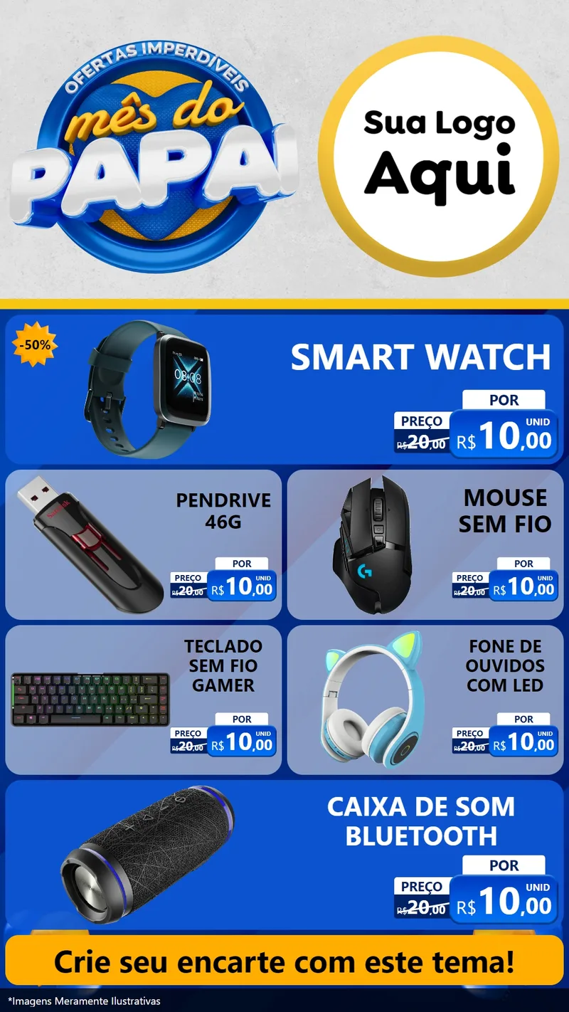 Modelo de TV para TV Vertical com o tema Ofertas Imperdíveis Mês Do Papai para Informática
