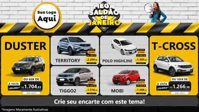 Modelo de TV para TV Horizontal com o tema Mega Saldão de Janeiro para Concessionaria de Carros