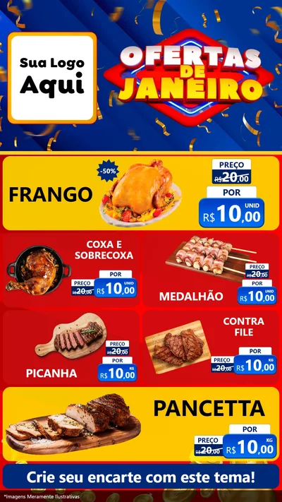 Modelo de TV para TV Vertical com o tema Ofertas de Janeiro para Assados