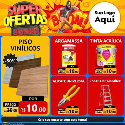 Modelo de Rede Social para Feed Facebook com o tema Super Ofertas Julho para Material para Construção