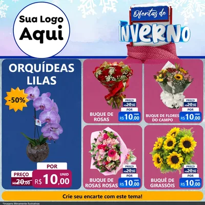 Modelo de Rede Social para Feed Facebook com o tema Ofertas de Inverno para Floricultura e jardim