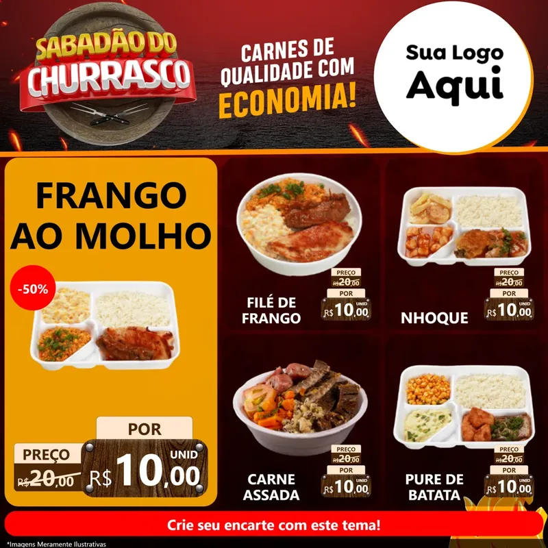 Modelo de Rede Social para Feed Facebook com o tema Sabadão Do Churrasco para Restaurante