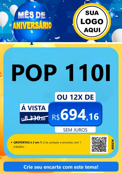 Modelo de Cartaz para Cartaz A4 Vertical com o tema Mês de Aniversário para Concessionaria de Motos