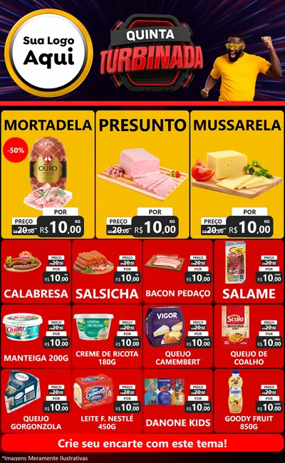 Modelo de Encarte para Encarte Grande com o tema Quinta Turbinada para Frios e Laticínios