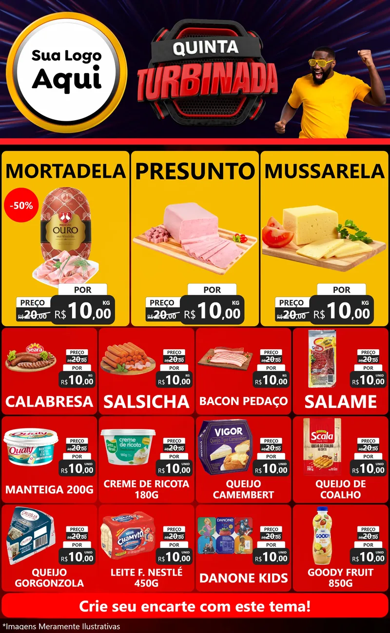 Modelo de Encarte para Encarte Grande com o tema Quinta Turbinada para Frios e Laticínios