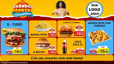 Modelo de TV para TV Horizontal com o tema Grandes Ofertas Para Economizar! para Hamburgueria