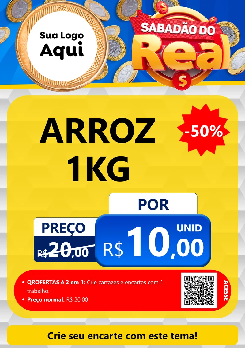Modelo de Cartaz para Cartaz A4 Vertical com o tema Sabadão do Real para Supermercado