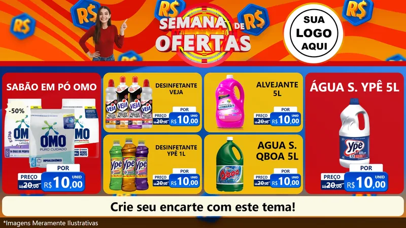 Modelo de TV para TV Horizontal com o tema Semana de Ofertas para Produtos de Limpeza