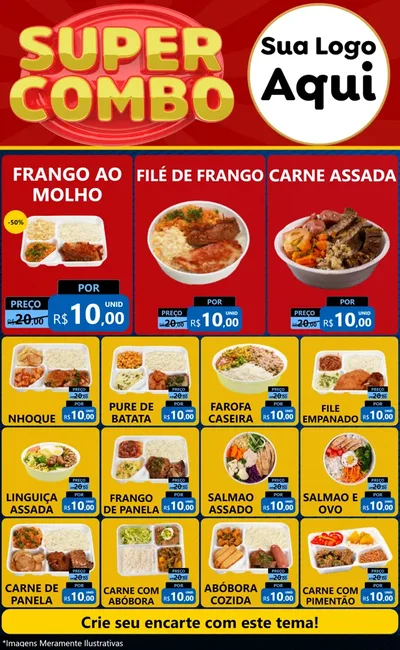 Modelo de Encarte para Encarte Grande com o tema Super Combo para Restaurante