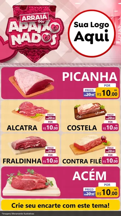 Modelo de TV para TV Vertical com o tema Arraiá dos Apaixonados - Junina para Açougue