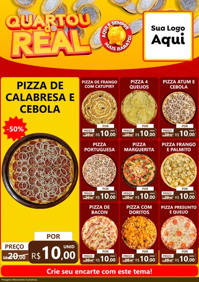 Modelo de Encarte para Encarte A4 Vertical com o tema Quartou do Real para Pizzaria
