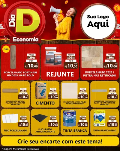 Modelo de Rede Social para Feed Instagram com o tema Dia D Economia para Pisos e revestimentos