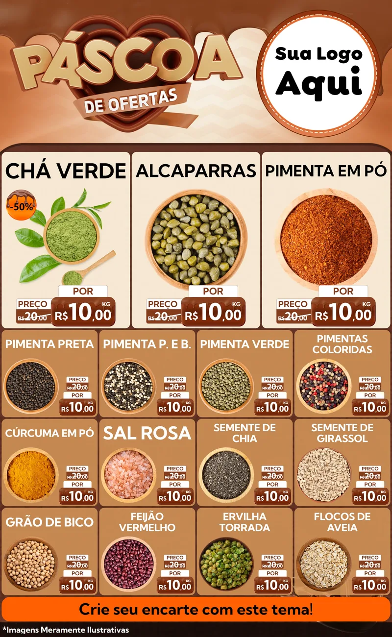 Modelo de Encarte para Encarte Grande com o tema Páscoa de Ofertas para Produtos Naturais