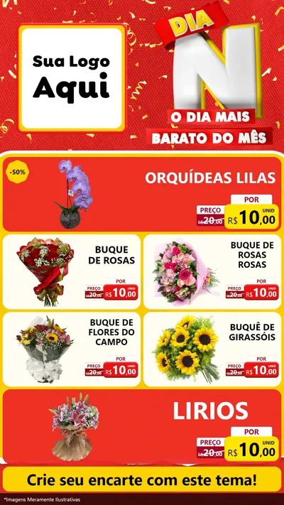 Modelo de TV para TV Vertical com o tema Dia N o Dia Mais Barato do Mês para Floricultura e jardim
