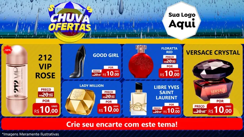 Modelo de TV para TV Horizontal com o tema Chuva de Ofertas para Perfumes