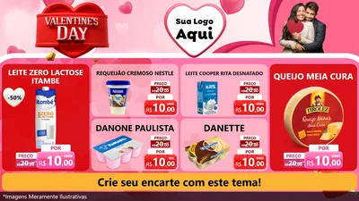 Modelo de TV para TV Horizontal com o tema Valentine's Day para Frios e Laticínios