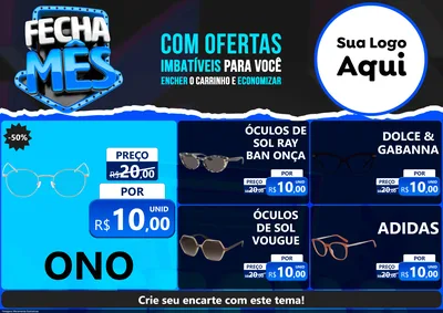 Modelo de Encarte para Encarte A4 Horizontal com o tema Fecha Mês para Óticas