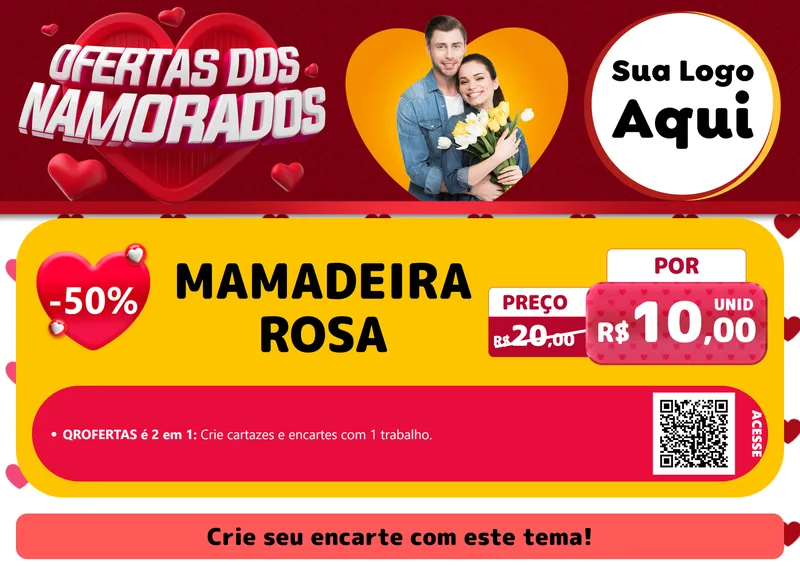 Modelo de Cartaz para Cartaz A4 Horizontal com o tema Ofertas Dos Namorados para Bebês