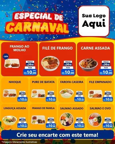 Modelo de Rede Social para Feed Instagram com o tema Especial de Carnaval para Restaurante