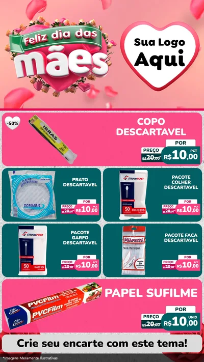 Modelo de TV para TV Vertical com o tema Feliz Dia das Mães para Embalagens