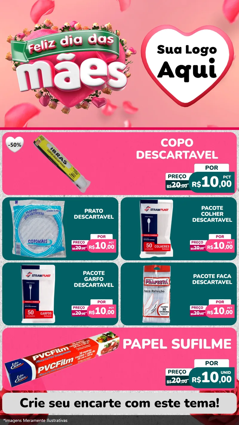 Modelo de TV para TV Vertical com o tema Feliz Dia das Mães para Embalagens