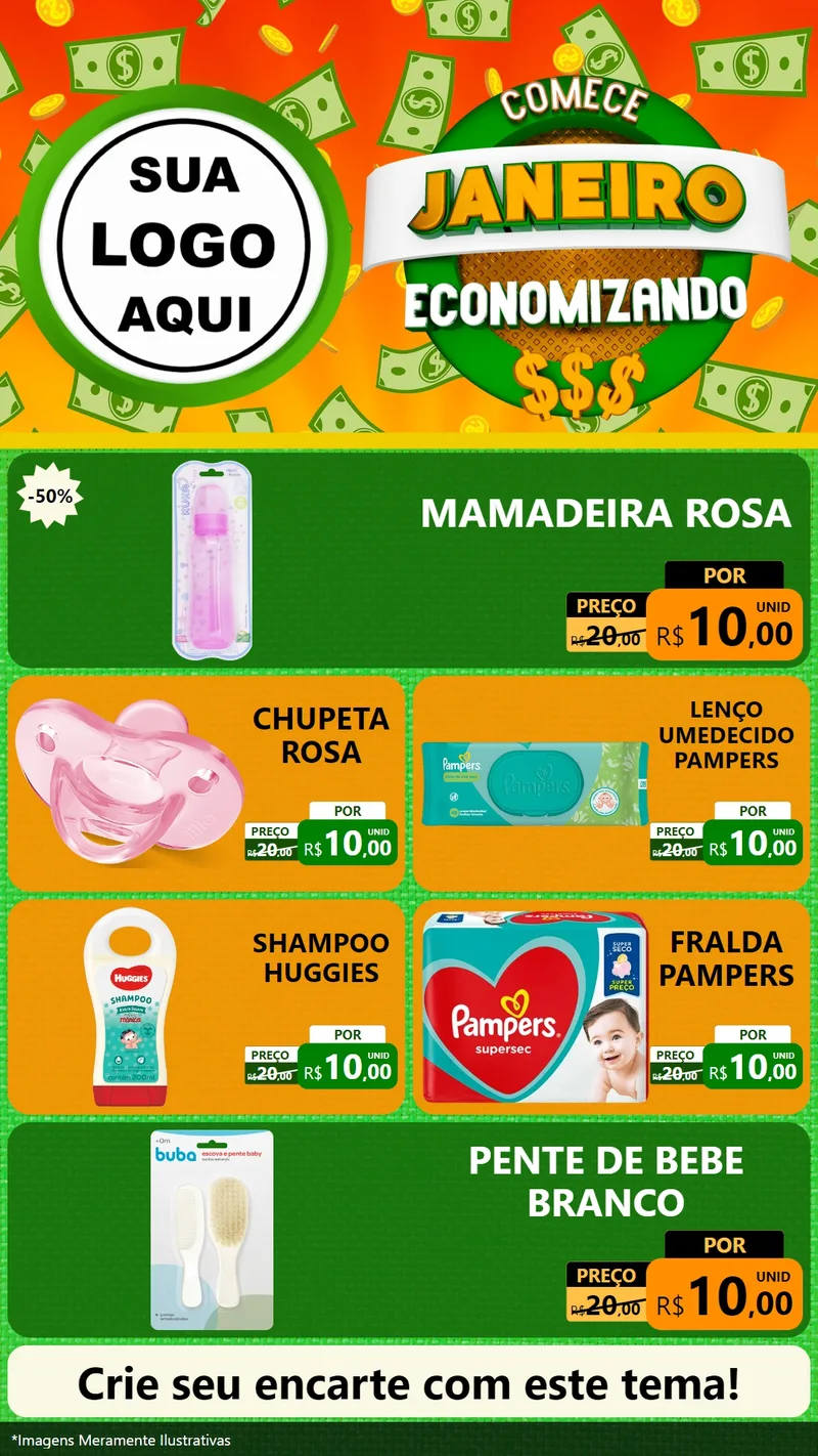 Modelo de TV para TV Vertical com o tema Comece Janeiro Economizando para Bebês