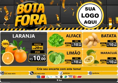Modelo de Encarte para Encarte A4 Horizontal com o tema Bota Fora para Hortifrúti