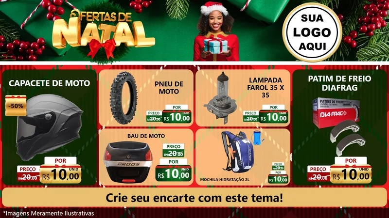 Modelo de TV para TV Horizontal com o tema Ofertas de Natal para Moto peças