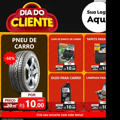 Modelo de Rede Social para Feed Facebook com o tema Dia do Cliente para Auto peças