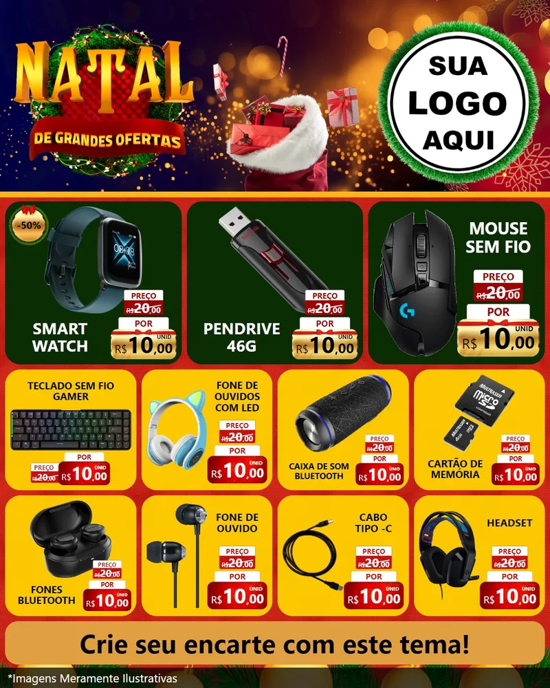 Modelo de Rede Social para Feed Instagram com o tema Natal de Grandes Ofertas para Informática