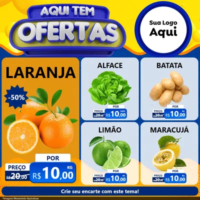 Modelo de Rede Social para Feed Facebook com o tema Aqui Tem Ofertas para Hortifrúti