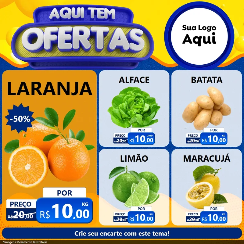 Modelo de Rede Social para Feed Facebook com o tema Aqui Tem Ofertas para Hortifrúti